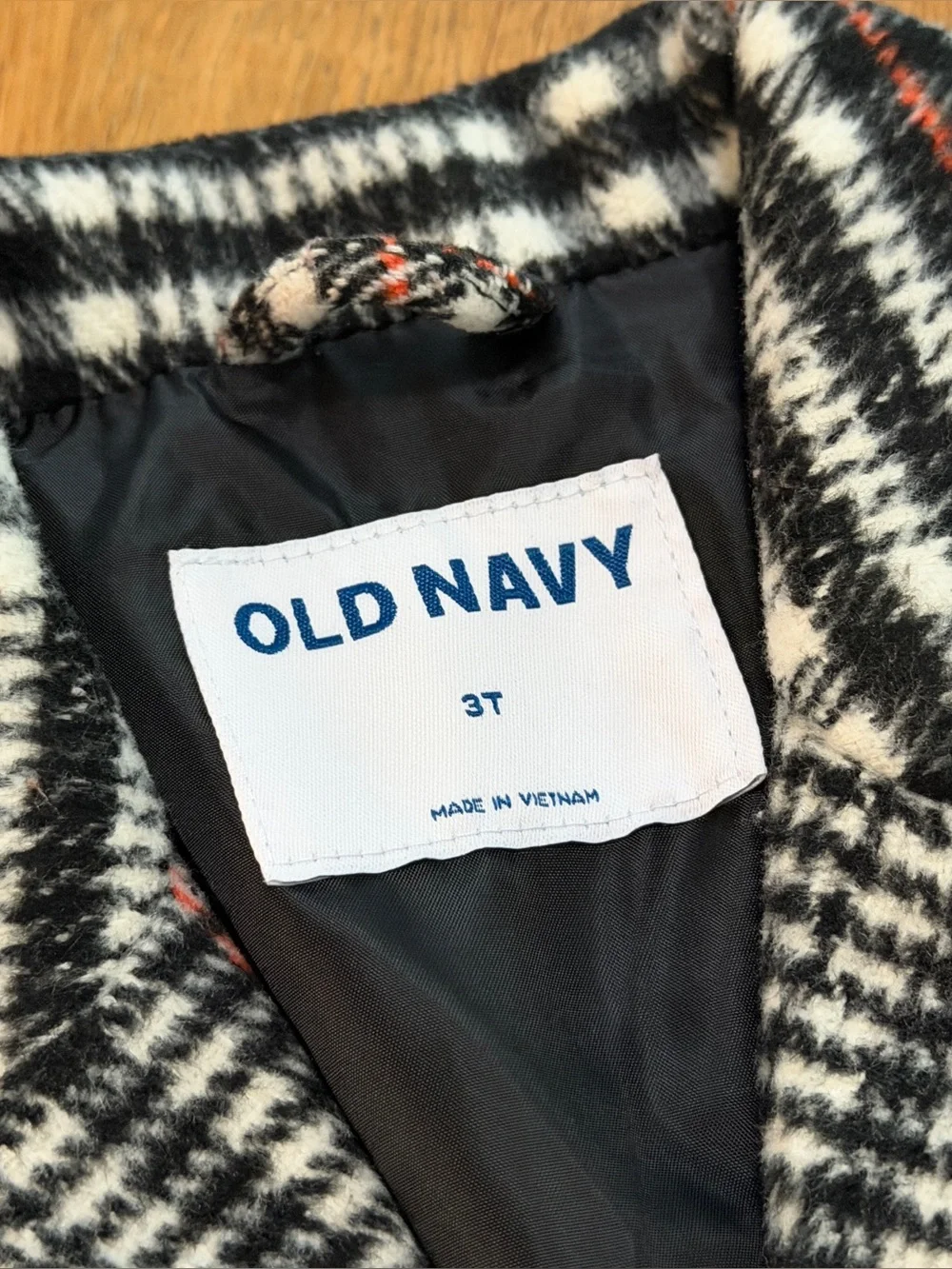 Old Navy 3T Black Menswear Plaid Coat